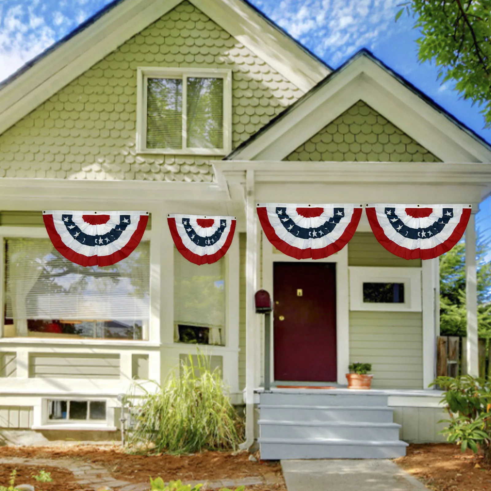 Patriotic Title Stripes USA Decoration Fan Flag Pleated Bunting With Canvas And Print Home Decor Banners for Room Guys Cars