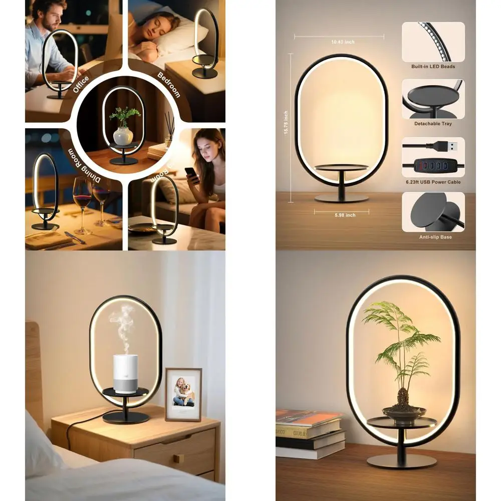 

LED Desk Lamp with Storage Tray, 3-Temperature & 10-Level Dimming for Home Office, Ideal for Video Calls, Makeup, and Plant Care