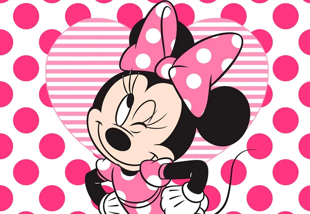 Disney Cute Pink Minnie Mouse Backdrop Happy Birthday Girl Baby Shower Party Decoration Photography Princess Banner Background