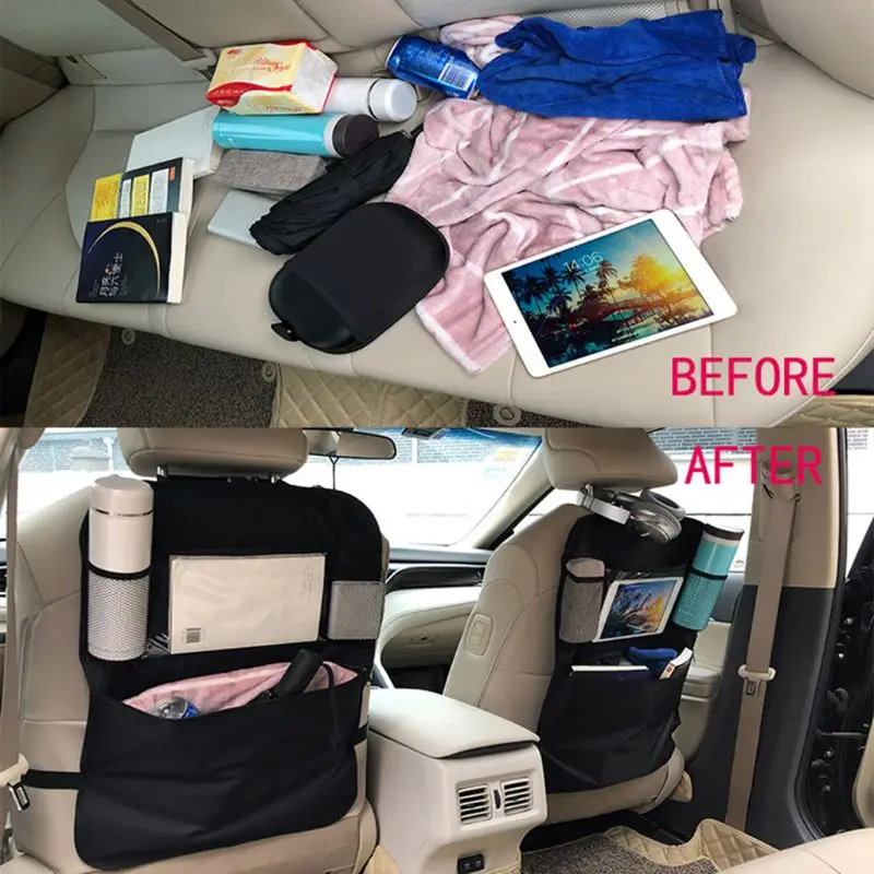 F62D Car Backseat Bag Holder Auto Storage Pockets Cover Car for Seat Back Protectors for Trip Kids Travel