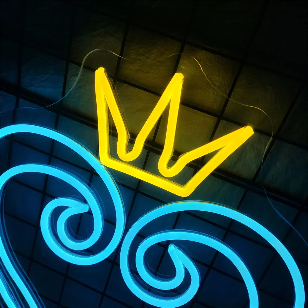 Crown and Hearts Neon Signs for Wall Decorative Powered Light for Kid Cave Game Home Party Bedroom Room Gamer Birthday Gift