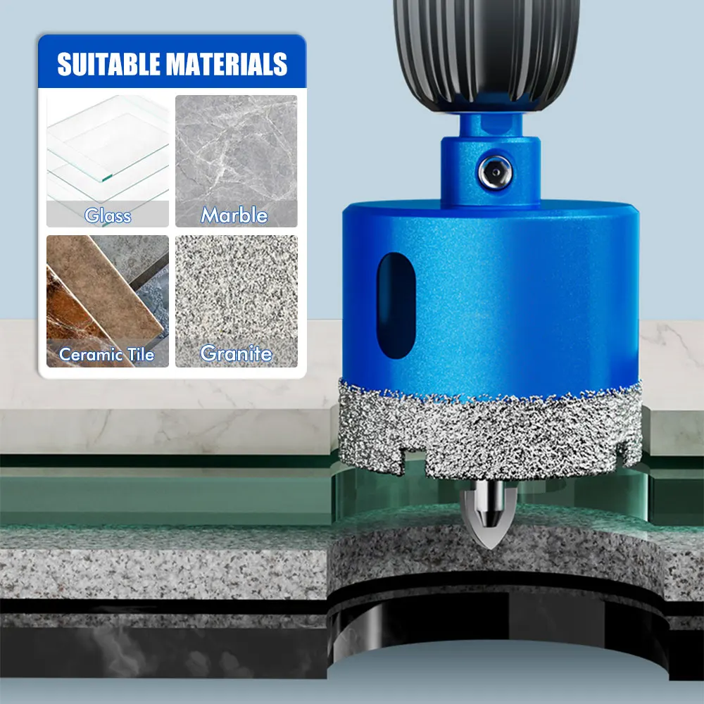 1 Stück 18-110MM Diamantbeschichtetes Bohrerset Keramikfliesen-Lochsäge mit Positionierbohrer für Glas, Marmor, Granit, Stein, Porzellan – Detail 4