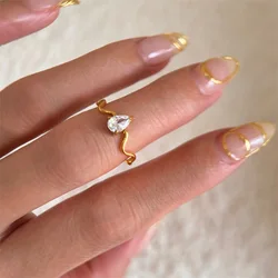 316L Stainless Steel Teardrop Shape Zirconia Wedding Ring Fashion Jewelry Engagement Finger Ring For Women Bijoux Femme Gift