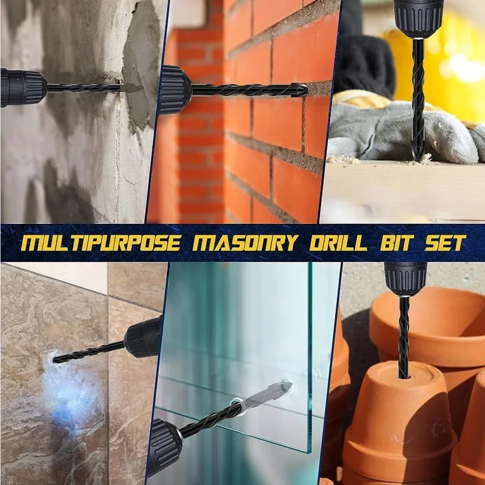 Set di punte da trapano triangolari professionali per piastrelle in vetro, cemento, ceramica, apri foro trasversale esagonale da 3 mm a 12 mm