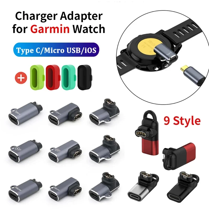 Type C/Micro USB/iOS Charging Portable Adapter for Garmin Fenix 7 7S 7X 6 6S 6X 5 5S 5X Venu 2 2S Smart Watch Charger Converter