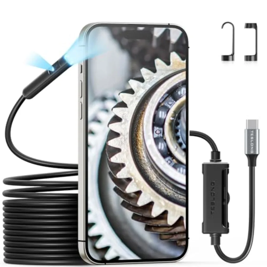 

【New model】Dual Lens Endoscope with Light USB-C Inspection Camera with 8+1 LED Lights Flexible Waterproof Fiber Optic Snake Sco