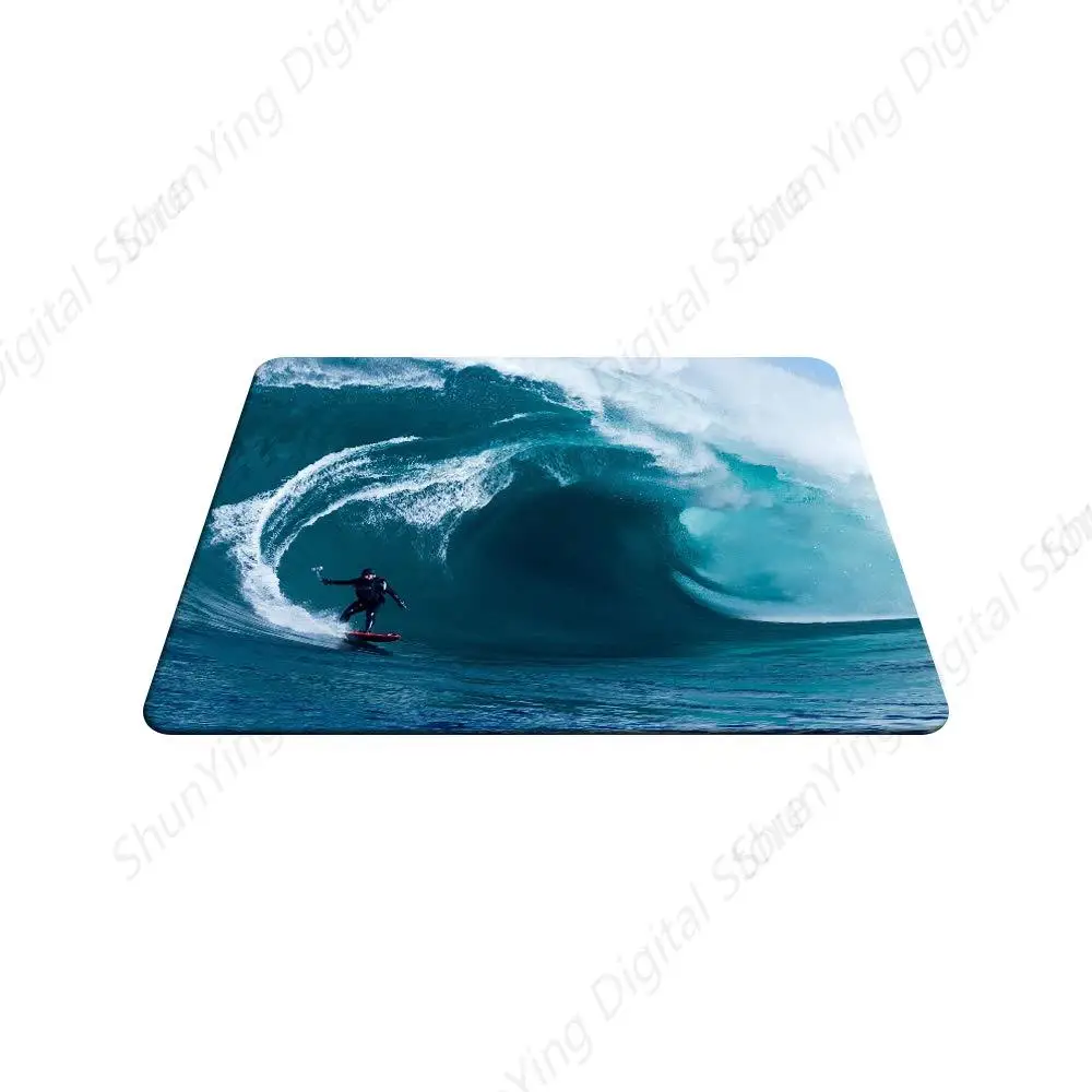 Tapis de souris antidérapant en caoutchouc imprimé bleu, surf de plage, vagues, ordinateur de bureau, ordinateur portable, bureau, 25x30cm