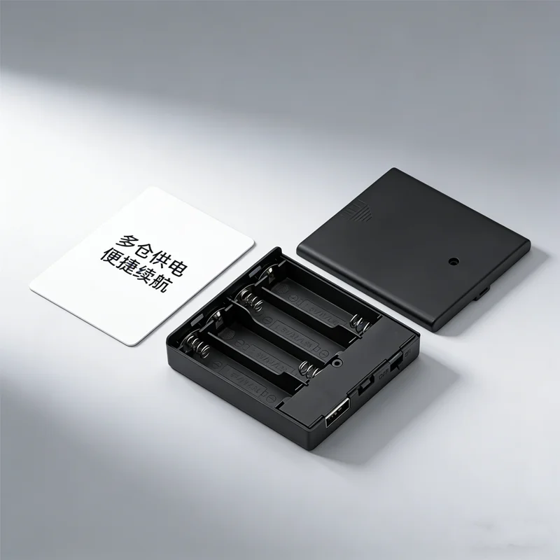 Suporte para 4 Pilhas AA com Tomada USB e Interruptor, Converte para Power Bank de 5V DC, Caixa de Energia Portátil para Pequenos Dispositivos, Sem Luz LED, 1 Unidade