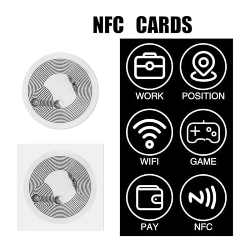 60Pcs NFC Stickers NFC Tag Chip Rewritable NFC Tag Compatible NFC Enabled Mobile Devices Easy To Use White