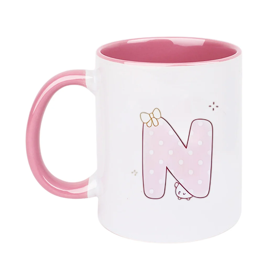 11oz Pink Polka Dot Ceramic Coffee Mug with Bow and Bear Design for Home Office Birthday Party Holiday Present Christmas