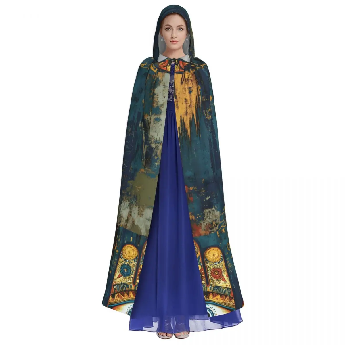 Adult Vampire Cape Hooded Robe Hamsa Hand Energy Luck Stunning Amazing Halloween Cloak Full Length Cosplay