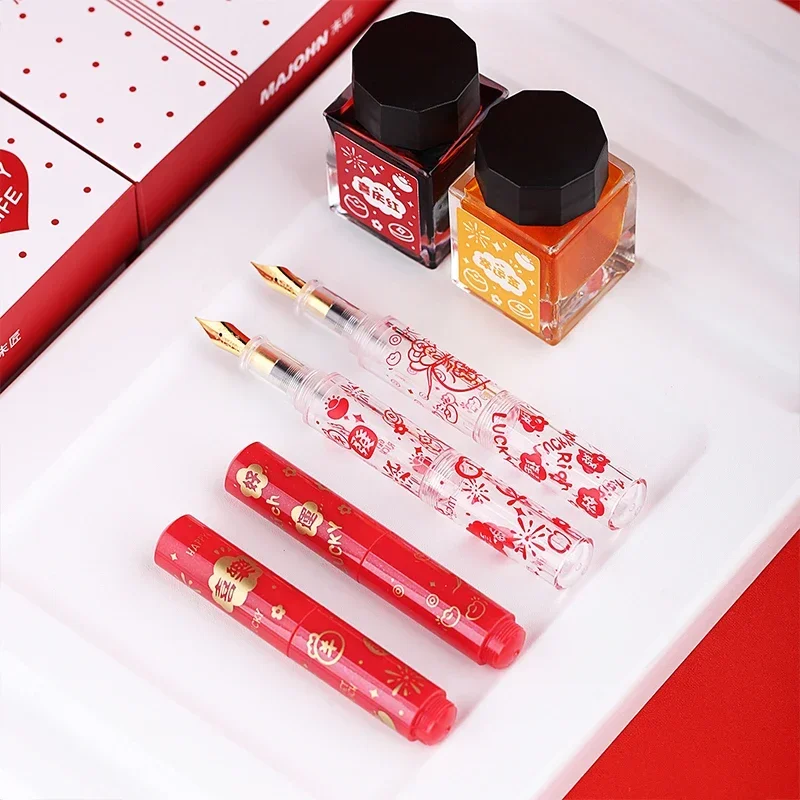 

0.38Mm/0.5Mm New Year Edition Mini Pocket Fountain Pen Large Capacity Ink Storage Barrel Multi-Function Smooth Writing Gift Pen