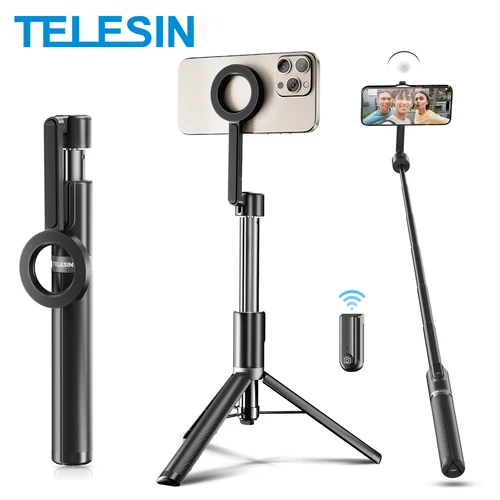 Imagen 1 del producto TELESIN-trípode magnético para palo de Selfie con control remoto, soporte para teléfono móvil Magsafe para iPhone 14 13 12 Pro Max, disparo Vertical