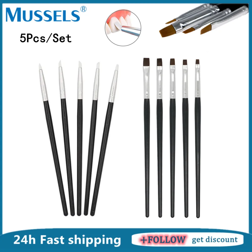 5Pcs Dental Resin Brush Pens Silicone Shaping Nails Art for Adhesive Composite Porcelain Teeth Dentist Tools Lab DIY Paint Line