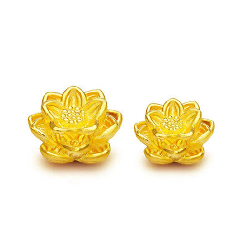 

1PCS Real 999 24k Yellow Gold Pendant 3D Lotus Beauty Flower Only Pendant 11*8mm