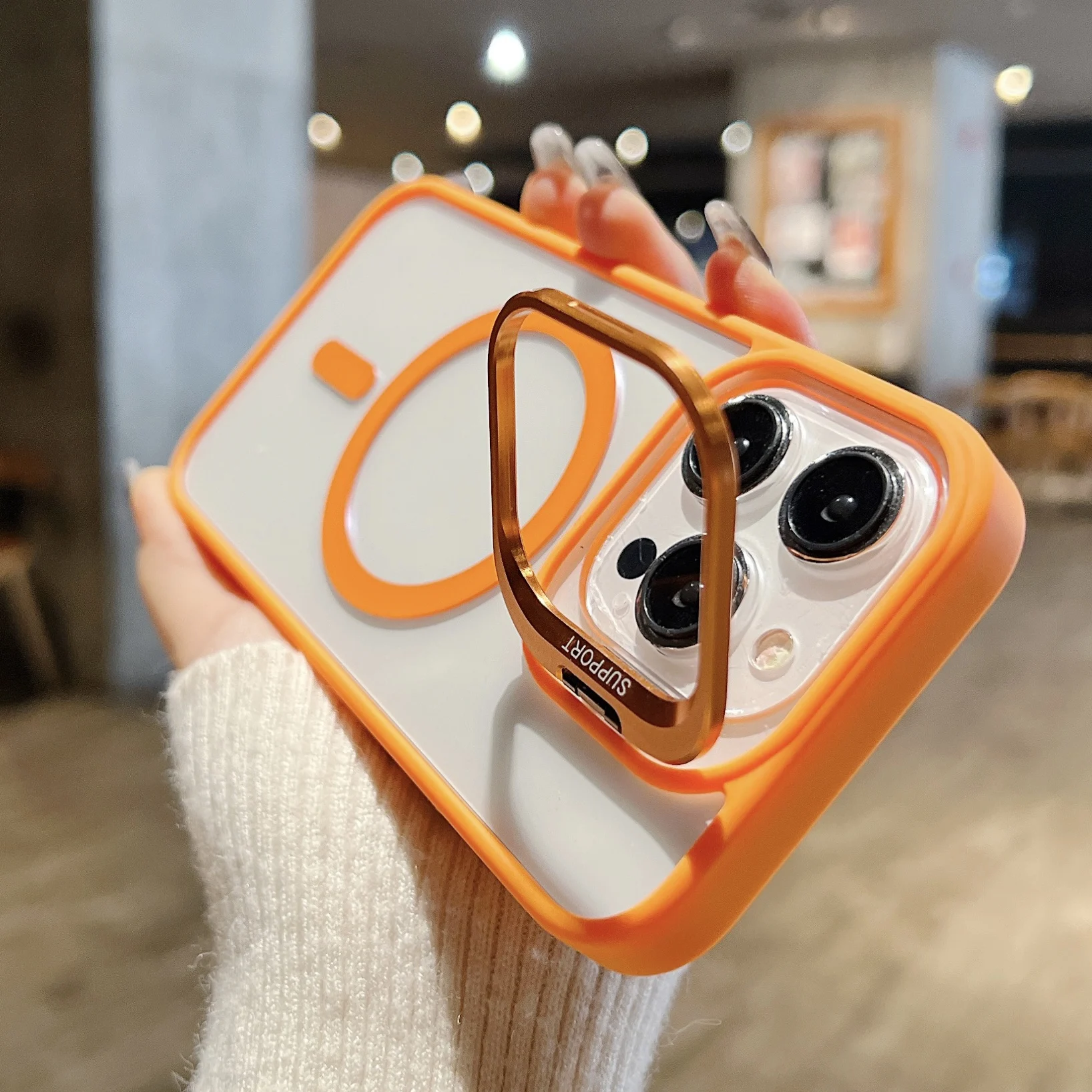 Magsafe-iPhone用ホルダー付き磁気ケース,iPhone 15,14,13,12,11,16 pro max,磁気ワイヤレス充電