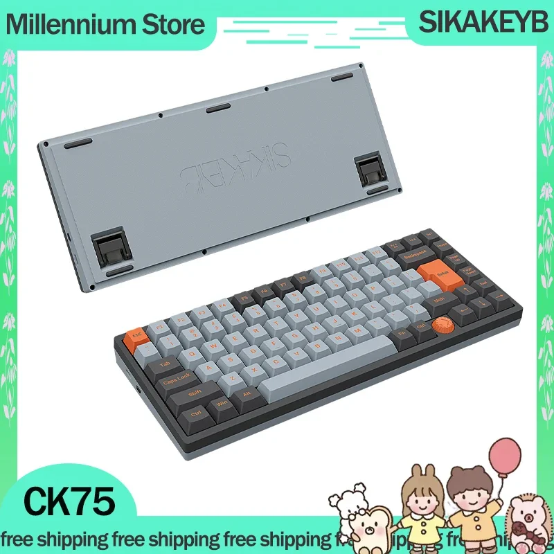 

SIKAKEYB CK75 Mechanical Keyboard 3mode 2.4G Wireless Bluetooth Keyboard 82keys Gasket PBT RGB Hot Swap Esports Gamer Keyboards