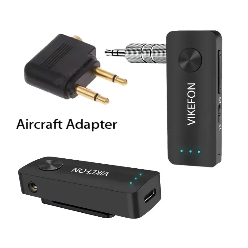 Bluetooth 5.4 Receiver Transmitter Hifi Stereo Wireless Audio Adapter 3.5MM AUX With Mic For Car Airplane TV PC Speaker