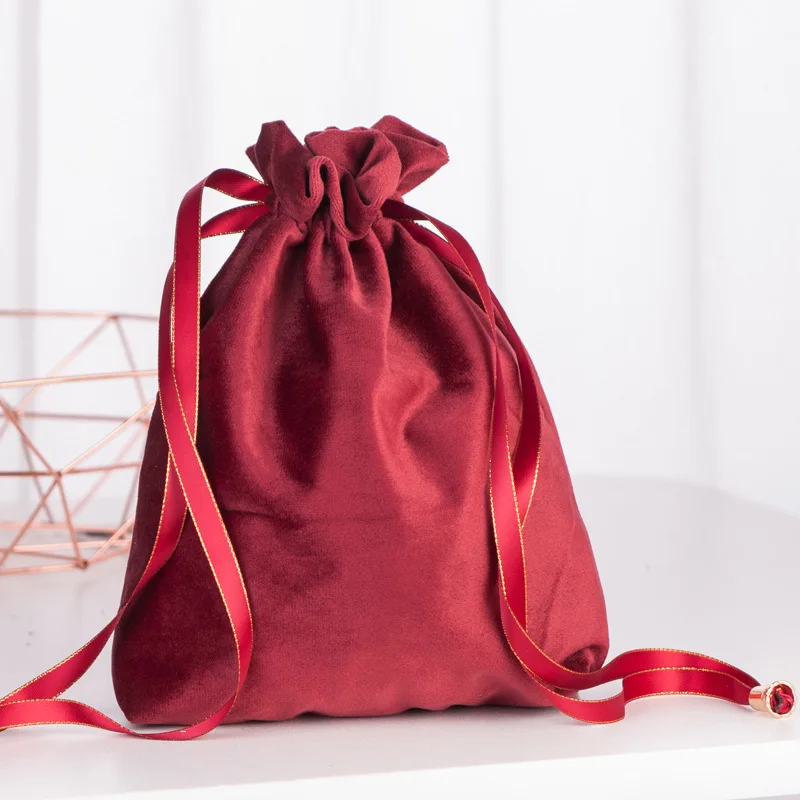 Velvet Drawstring Pouch Storage Bags Pockets Cosmetic Hair Dryer Bag Wedding Souvenir Bag Dutch Fleece Bow Tie Travel Bag