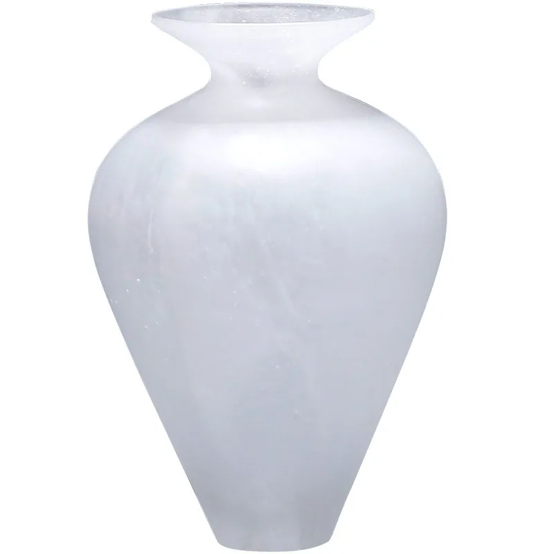 

white vase dining table ornament, living room flower arrangement, crystal handicraft, high-end house warming decoration gift