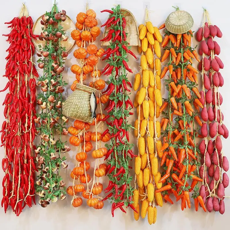 Lebensechte Künstliche Gemüse- und Obst-Strang-Anhänger 1 Bündel Falsches Lebensmittel-Modell für Küchen-Display Fotografie-Requisiten Dekoration – Detail 24