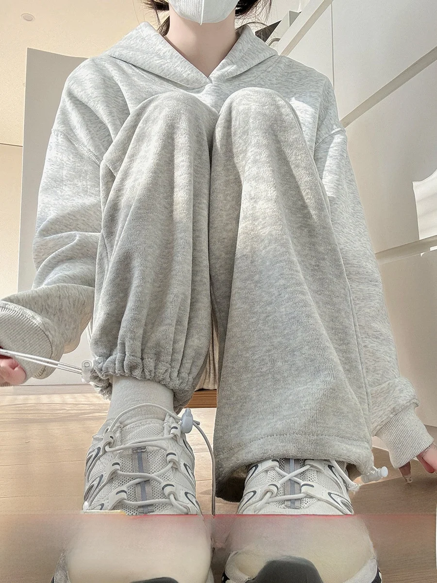 

ay Fce Lined Wide Leg Pants Women's Winter New Sle Small Size High Waist Straight Cut Pants Autumn Winter Collection