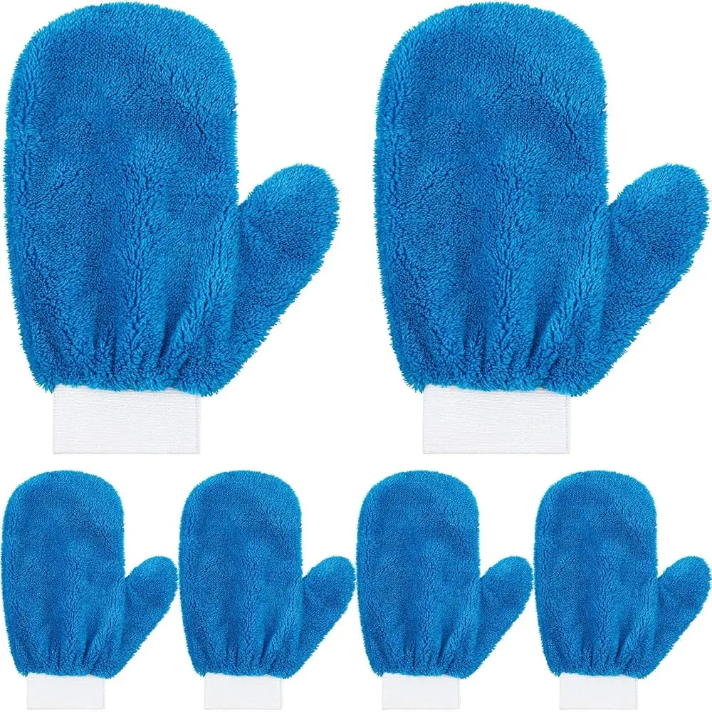 

Free Shipping 6 Pcs Microfiber Mitts with Thumb for Cars Paint Wash Gloves Terry Weave Dusting Mitts
