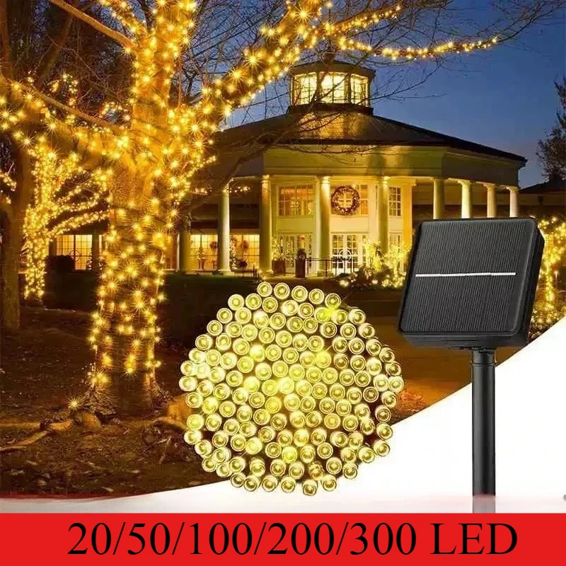 20/50/100/200/300 LED Solar Fairy String Lights Waterproof for Garden Patio Yard Trees Christmas Party Outdoor Decoration