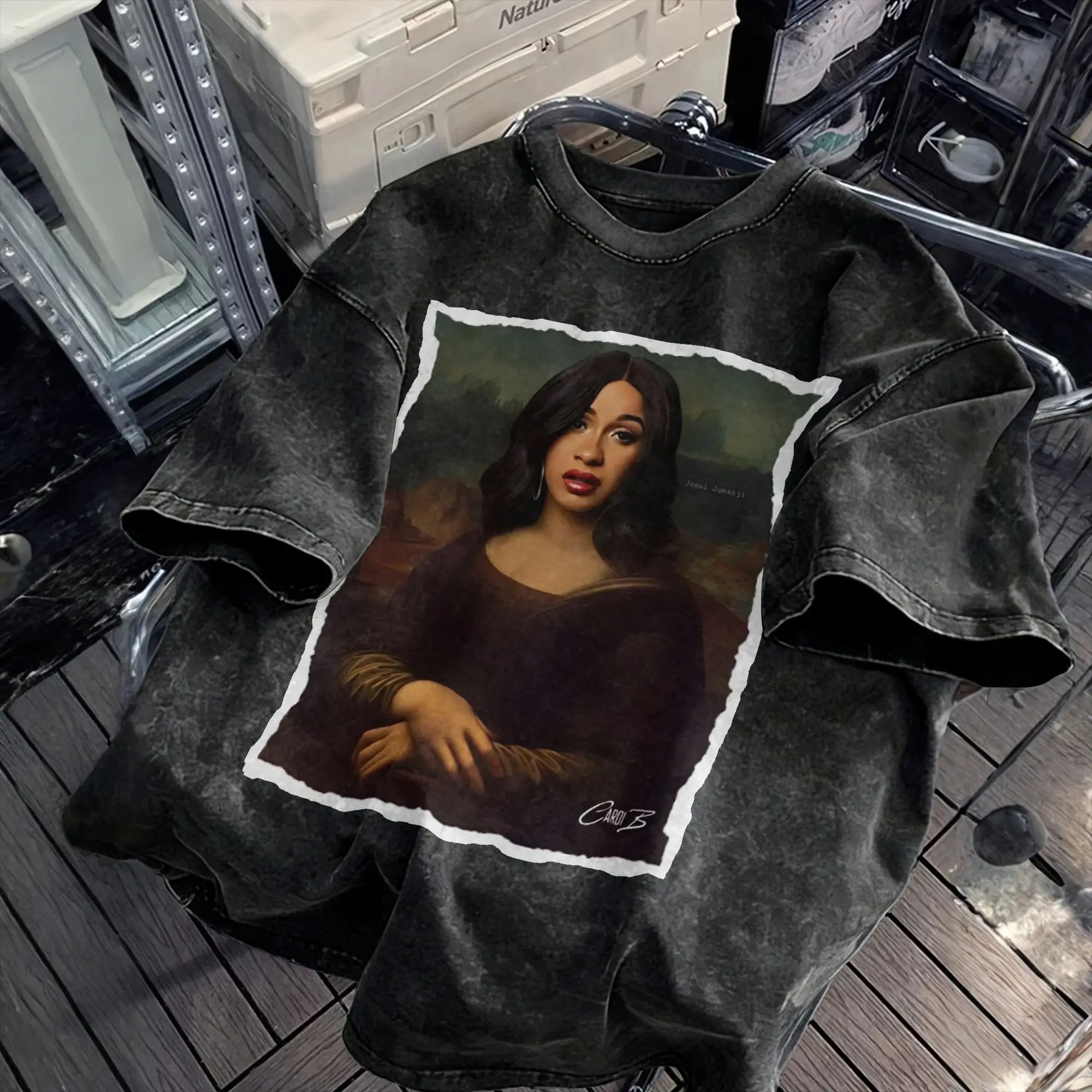 Mona Cardi B T-Shirt Men  Vintage Cotton Tee Shirt O Neck Short Sleeve T Shirts Gift Idea Clothes