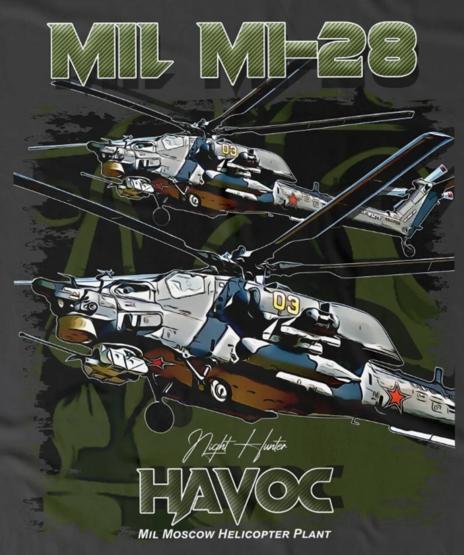 Russian Mil Mi-28 Havoc Attack Helicopter T-Shirt 100% Cotton O-Neck Summer Short Sleeve Casual Mens T-shirt Size S-3XL