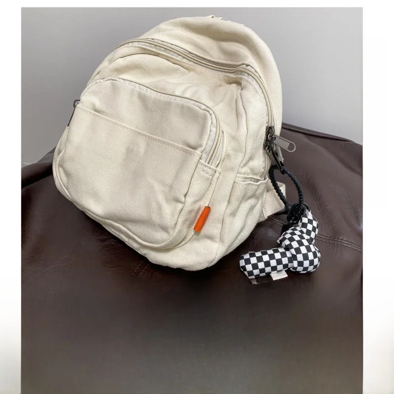 Japanese Style Canvas Small Backpack Women's Harajuku  Color Double Shoulder Bag Korean Version College Students Trendy ...