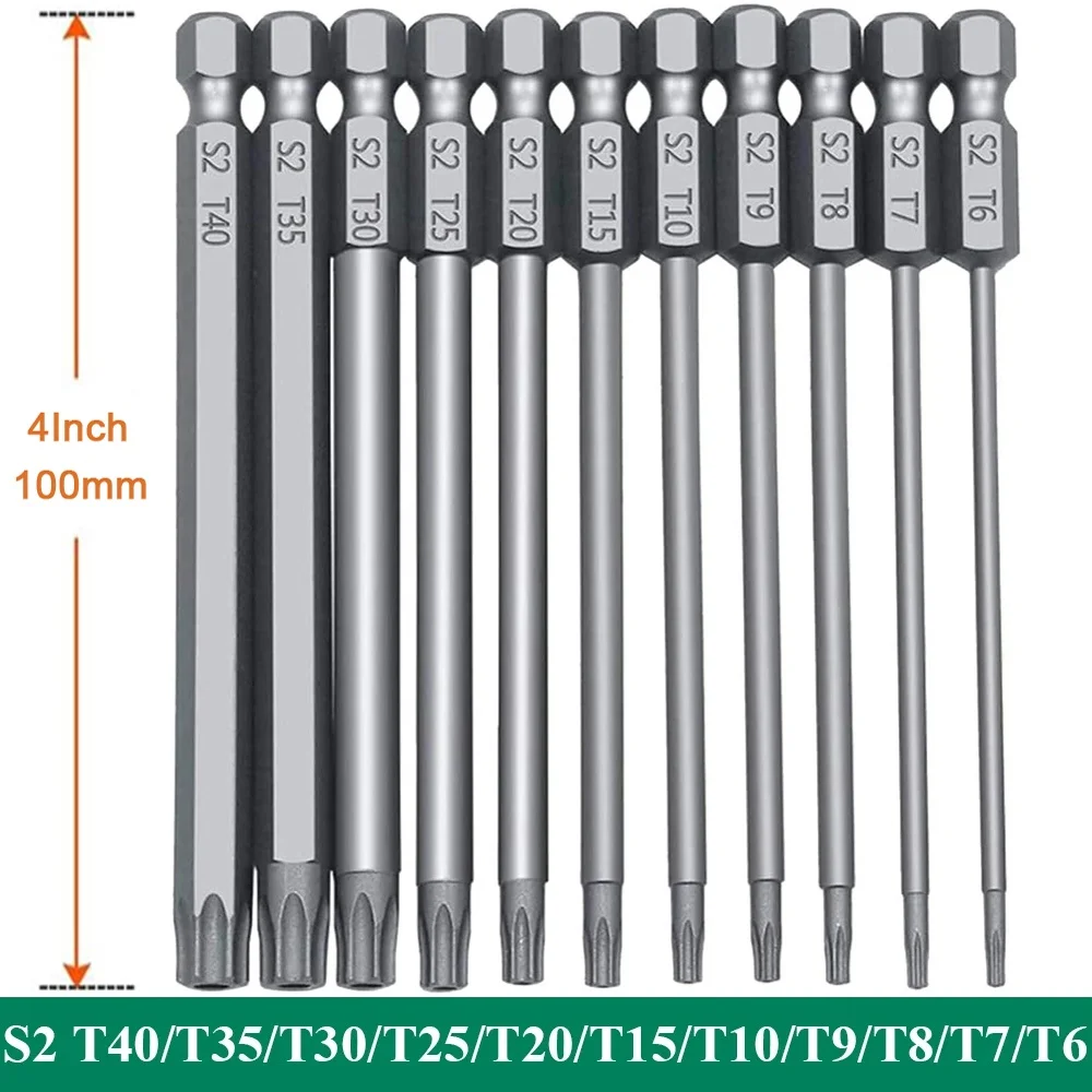 11/12 PCS Torx Security Bit Set S2 Steel Magnetic Security Screwdriver Set 50/100mm Star Screwdriver Set for Shark Vacuum T6-T40