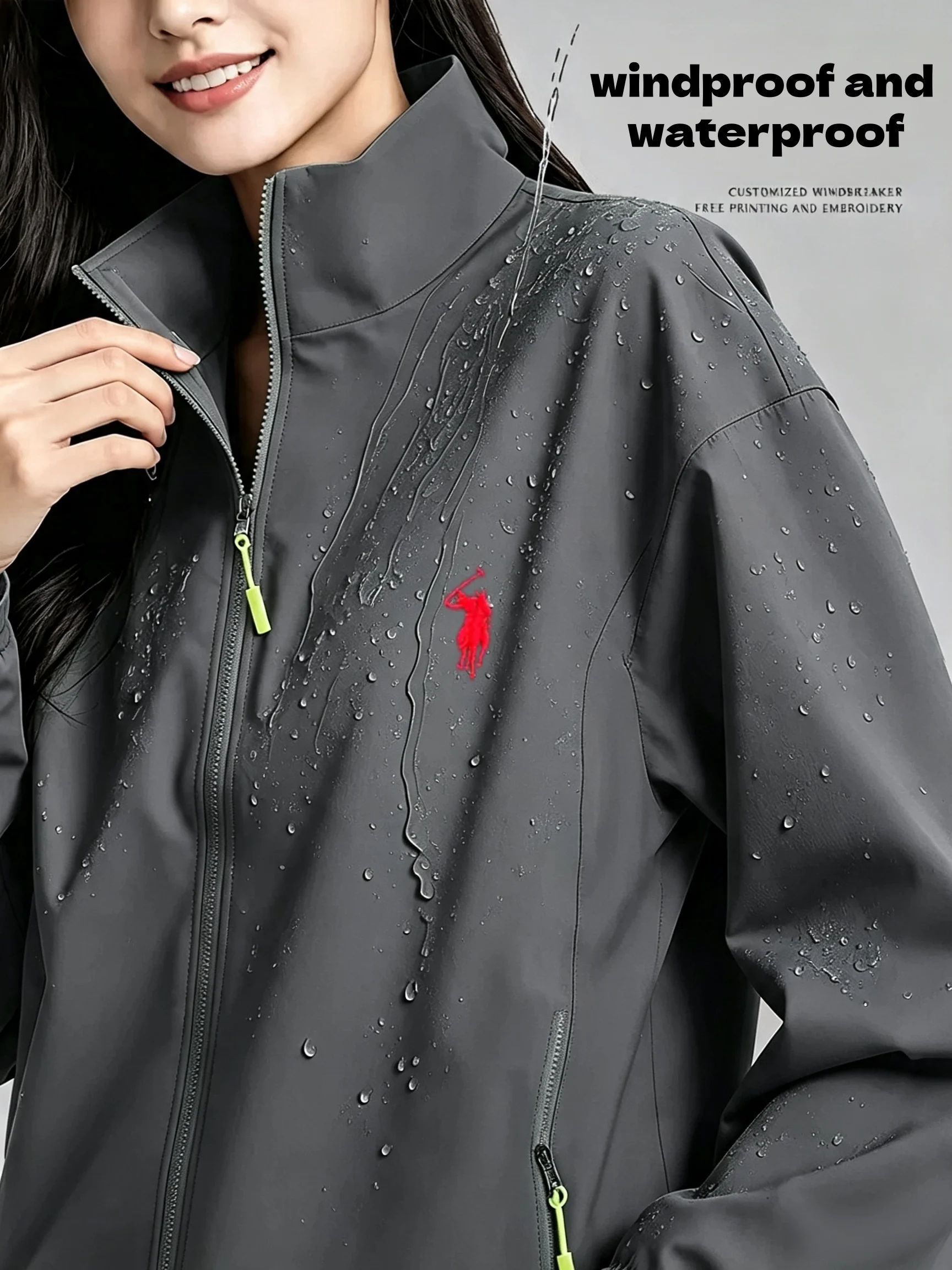 2026new high-end brand men's women's long sleeve zipper jacket autumn fashion exquisite Embroidery waterproof wear-resistant top