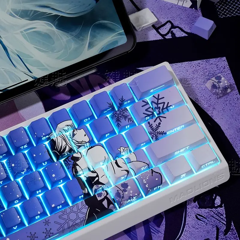 132 Raven Sakura Keycap 2.0 Cherry Profile Anime Keycap Double Shot Sidelit Shine Through PBT Keycap for MX Mechanical Keyboard