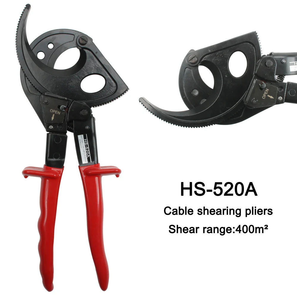 HS-520A HS-325A 구리-알루미늄 케이블 절단용 래칫 케이블 커터, 단일 스탠드 및 다중 연선