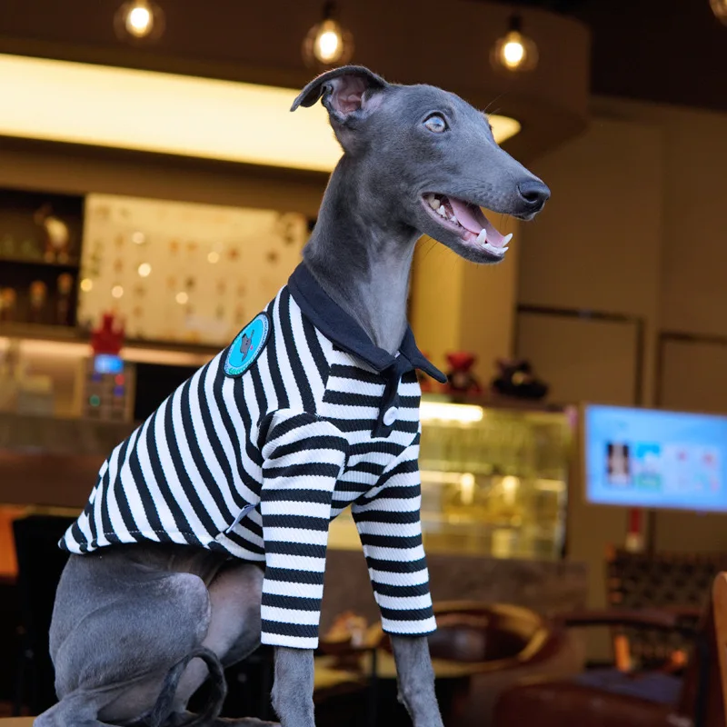 

Fashion Italian Greyhound 2-legged Stripe Clothes Soft Stretchy Whippet Polo Clothing Autumn Warm Cotton Dog Pajamas