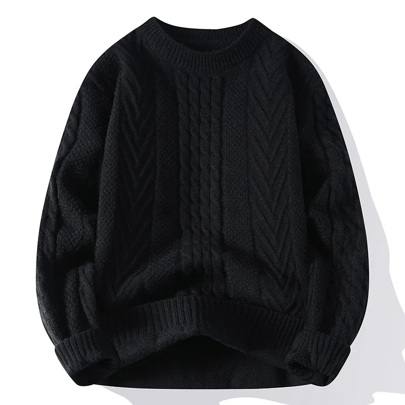 بلوفر عصري فضفاض ومريح عالي الجودة دافئ مناسب للرجال لخريف وشتاء الصوف السميك الدافئ للعضلات