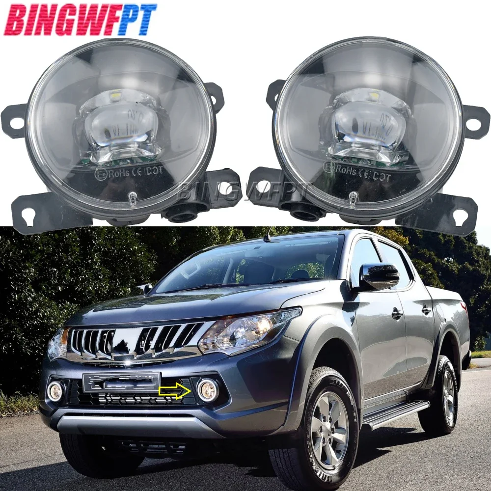 Car Led Lens Fog Lamp Assembly DRL 12V Daylight for Mitsubishi L200 Triton Fullback Ram 1200 UAE Strada Strakar 2016 2017 2018