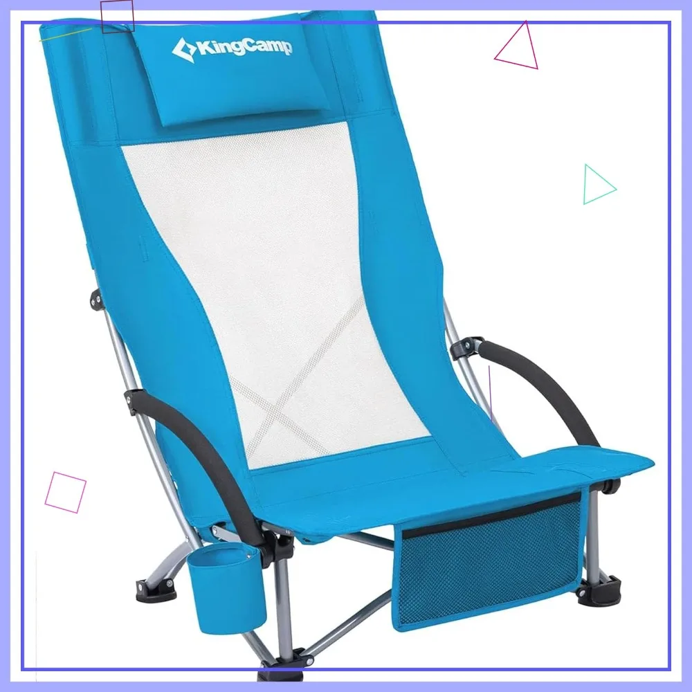 

Extra Wide Folding Beach Chair with High Back Support, Portable Lightweight Outdoor Camping Picnic Seat for Adults
