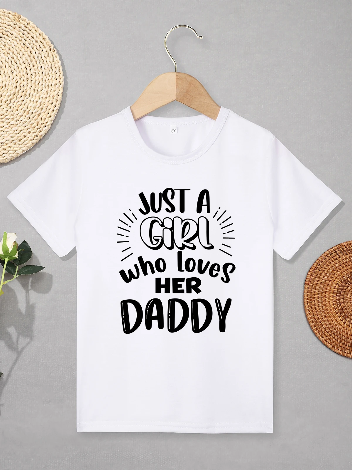 

2 to 7 Years Children Girls Clothes “Just a Girl Who Loves Her Daddy” Aesthetic Harajuku T-shirts Urban Casual Toddler Tee Shirt