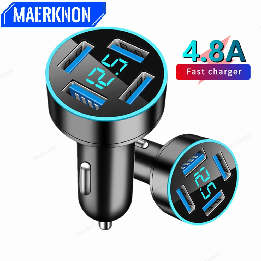 

Car Charger USB Type C Fast Charging 4 Ports Car Phone Adapter For iPhone 14 13 Pro Max Xiaomi Samsung S22 Oneplus Quick Charger