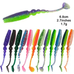 Shad Vibro Tail le leurre Soft Bait 68mm 1.7g 15pcs Floating Slow Sinking Minnow Fishing Lure Bass Pike Swimbait Drop Shot Texas