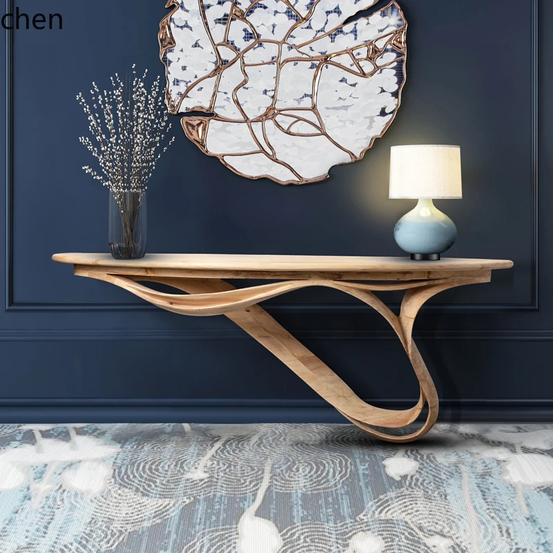 HXL solid wood extremely narrow entrance entrance table against the wall strip case few light luxury modern end view table