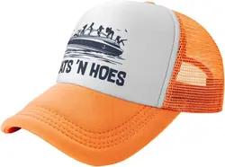 Boats-N-Hoes Funny Sun Mesh Hats Summer Outdoor Baseball Cap Cool Trucker Hat for Men Women Sun protection Orange