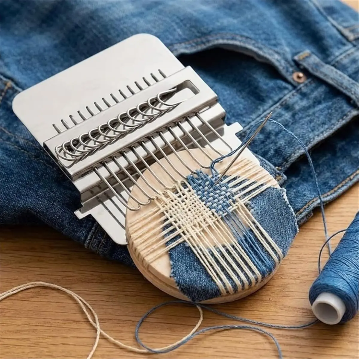 KSOL MiniLoom for Mending - Portable Knit Patch Kit, DarningLoom for Clothing Repair, DIY WeavingLoom Kit for Beginners