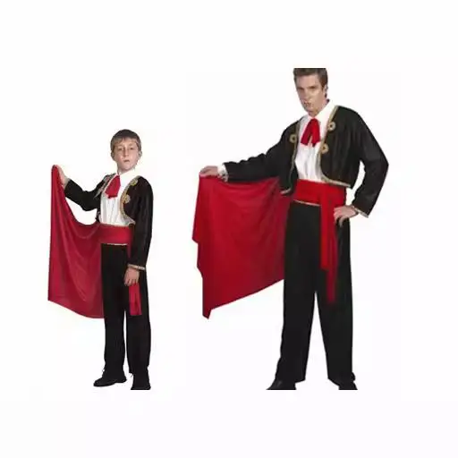 

loween Costume Par Children Adults Bullfighter Clothes Bullfighting Parent-Child Outfits Floral Pattern PU Material