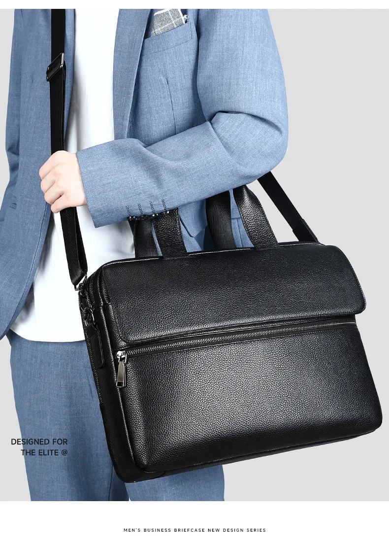 Top Valigette in vera pelle Uomo Donna Borsa da ufficio aziendale Borse a tracolla per laptop unisex da 15 pollici Valigetta in vera pelle di vitello