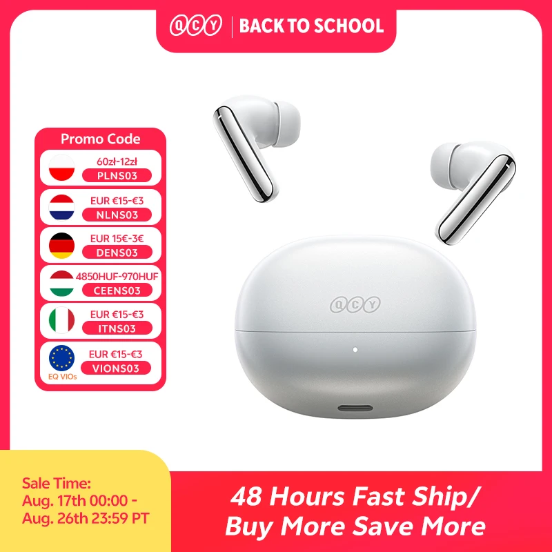 Auriculares Inalámbricos QCY BH25HT20A - Audífonos con Cancelación de Ruido Adaptativa de -50dB, Melobuds N20, Bluetooth 6.0, Llamadas HD, Auriculares con Controladores de 13mm y 6 Micrófonos