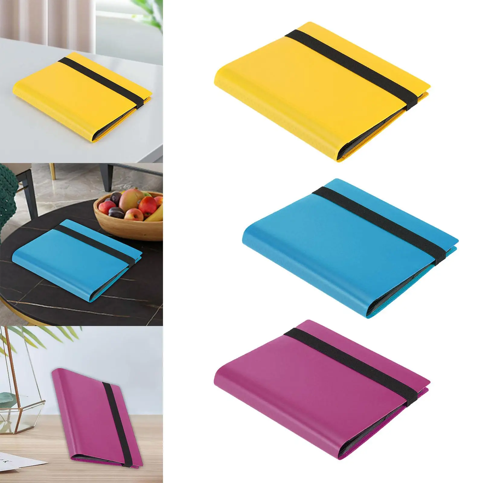 4ポケットトレーディングカードキャリングバインダーカードオーガナイザーゲームカード用スポーツカードカードホルダーフォルダー160枚収納可能