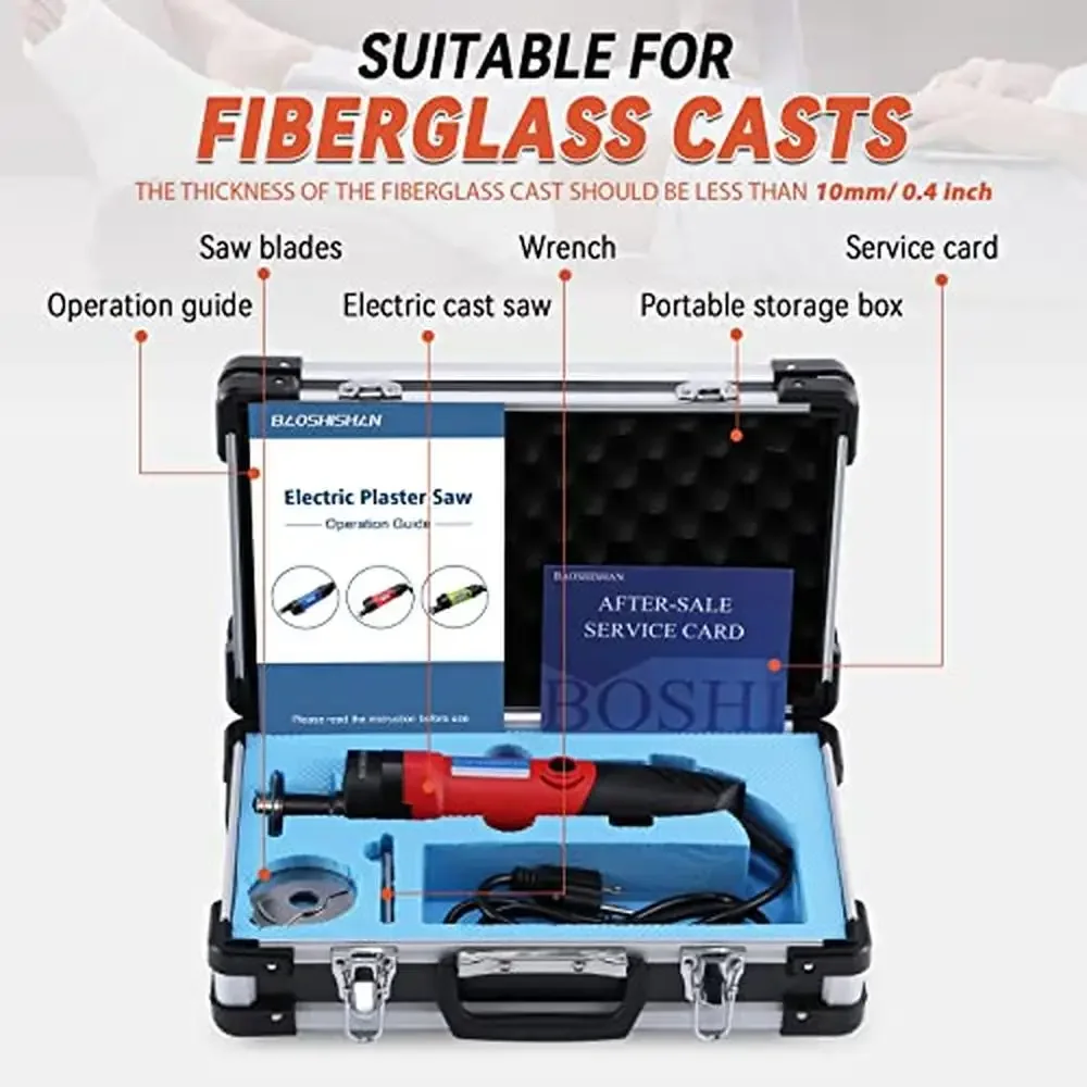 Electric Plaster Bandage Cast Saw with 3 Saw Blades 110V Red Plaster Removal Tool Operates Safely Operators and Patients